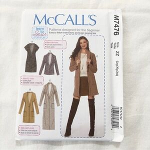 McCall’s M7476 Cardigan Pattern L-XXL Uncut Factory Folded